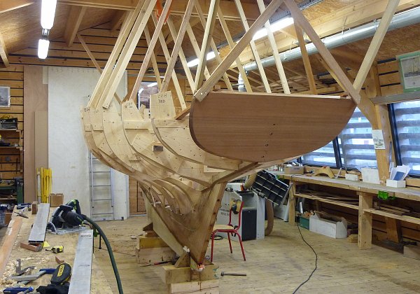 As de Pique Construction by Skol ar Mor, a wooden boatbuilding school in Mesquer