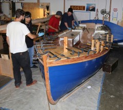 Small boats monthly, a web based magazine on wooden boats Ma Cherie, Ebihen 16 built by Wind and oar boat school, Portlan, Oregon