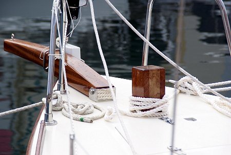 DSC07657 The samson post is hollow and is used for venting. The bowsprit is for an assymetric spinnaker.