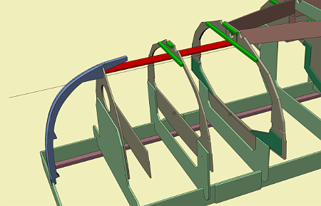 jewell-montage-07 Fore bulkheads bolted on building frame. Stem inserted.