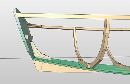 courde d'étambot Aileron et courbe d'étambot